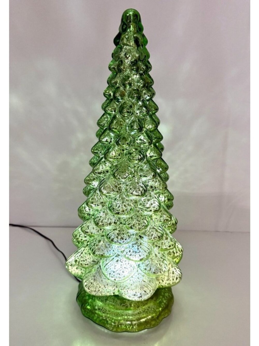 Mercury Glass Kaleidoscope Light Show Green Tree by Valerie Parr Hill 16” - Picture 3 of 8